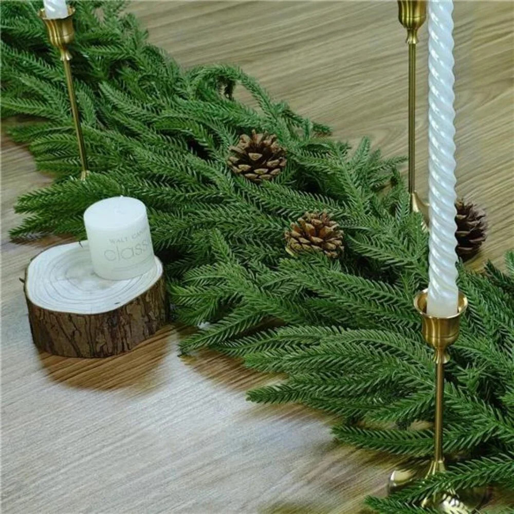 9FT Real Touch Norfolk Pine Garland with 120 Branches, Extra Full Artificial